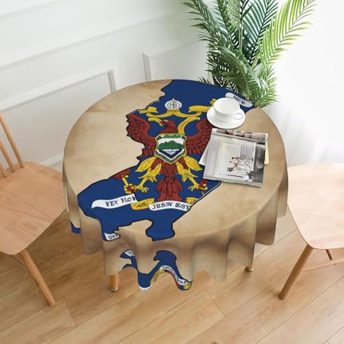 Tischdecke mit New Jersey-Flagge, Karte mit Adlermuster, 152,4 cm, Tischdecke, Dekoration, Küche, Esszimmer, Buffet, Partys, Camping Tischdecke mit New Jersey-Flagge, Karte mit Adlermuster, 152,4 cm, Tischdecke, Dekoration, Küche, Esszimmer, Buffet, Partys, Camping von Kfjghhl