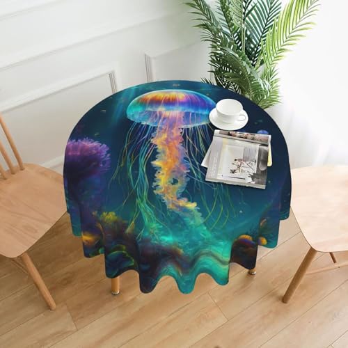 Tischdecke mit Quallen, Ozean, 152,4 cm, Dekoration, Küche, Esszimmer, Buffet, Partys, Camping Tischdecke mit Quallen, Ozean, 152,4 cm, Dekoration, Küche, Esszimmer, Buffet, Partys, Camping von Kfjghhl