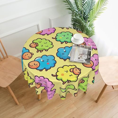 Tischdecke mit niedlichem buntem Schaf, Cartoon-Muster, 152,4 cm, Tischdecke, Dekoration, Küche, Esszimmer, Buffet, Partys, Camping Tischdecke mit niedlichem buntem Schaf, Cartoon-Muster, 152,4 cm, Tischdecke, Dekoration, Küche, Esszimmer, Buffet, Partys, Camping von Kfjghhl