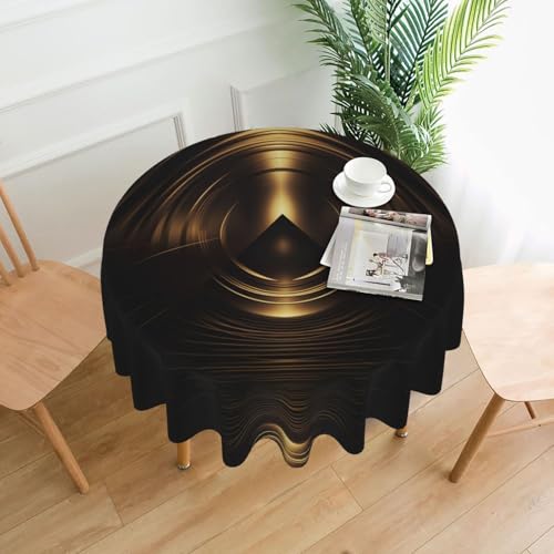 Tischdecke mit schwarzem und goldenem Hintergrund, 152,4 cm, Tischdecke, Dekoration, Küche, Esszimmer, Buffet, Partys, Camping Tischdecke mit schwarzem und goldenem Hintergrund, 152,4 cm, Tischdecke, Dekoration, Küche, Esszimmer, Buffet, Partys, Camping von Kfjghhl
