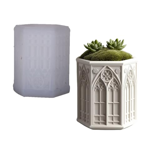 Flexibler Silikonblütenpot Form Mit Kirchenfensterdesign Für Harzguss Und Kerzenbehälter Die Silikonformen Für Betonpflanzer Herstellen von Kfwfuaee