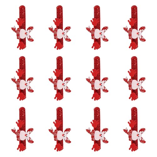 Kfwfuaee 12 x Weihnachts-Armbänder für Kinder und Erwachsene, Weihnachtsfeierzubehör, Strumpffüller, Weihnachtsmann-Armbänder von Kfwfuaee