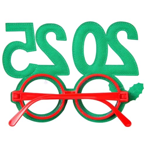 Kfwfuaee 2025 Weihnachtsbrillenrahmen 2025 Neujahr Party Brille Weihnachten Brille für Kinder Erwachsene Weihnachten von Kfwfuaee