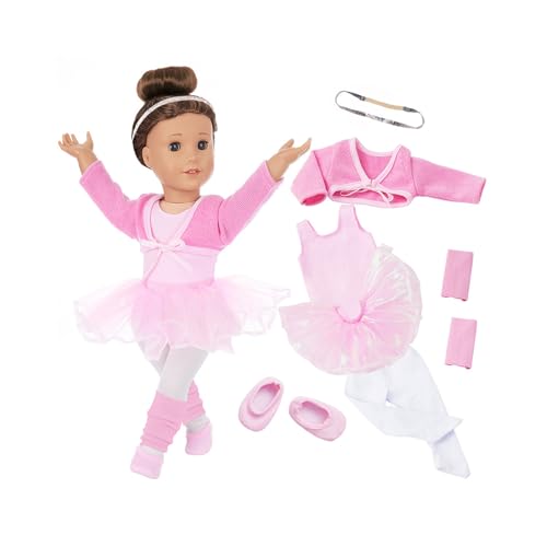 Kfwfuaee Ballett Tanzkleid Für 18 Zoll Mädchen Puppen Tanz Übung Outfit Atmungsaktivem Tutu Rock Tun Sie Spielpuppe Kleidung Prinzessin Ballett Kostümpuppe Accessoire von Kfwfuaee