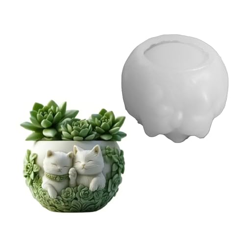 Multi Zweck Katzen Charm Silikon Pflanzerform Für Harz Schmucktöpfe Kerzenbecher Und Einzigartige Handgefertigte Geschenkkatzen Blumenkapsel Schimmel von Kfwfuaee