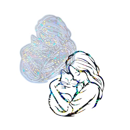 Silikonform zur Schmuckherstellung für Mädchen, umarmende Katze, Wanddekoration, holografische Regenbogen-Wandaufkleber von Kfwfuaee