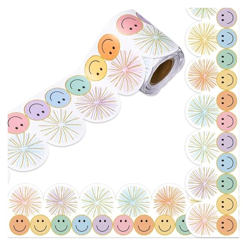 Wandaufkleber mit lächelndem Gesicht, 10 m Länge, für Kreidetafel, Pinnwand, Pinnwand, Party-Dekoration, kindersichere Aufkleberrolle zum Basteln Wandaufkleber mit lächelndem Gesicht, 10 m Länge, für Kreidetafel, Pinnwand, Pinnwand, Party-Dekoration, kindersichere Aufkleberrolle zum Basteln von Kfwfuaee