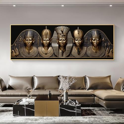 Diamond Painting Ägyptischer Pharao Basteln Erwachsene Diamond Painting Groß xxl,5D DIY Diamant Painting Bilder Full Eckige Drill Crystal Embroidery Gemälde für Home Wand Décor,Geschenk 45x135cm A221 von Kggyele