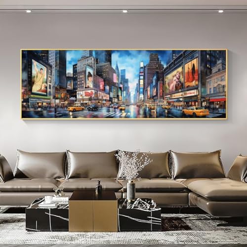 Diamond Painting Der Blick Auf Die Stadt Basteln Erwachsene Diamond Painting Groß xxl, 5D DIY Diamant Painting Bilder Full Eckige Drill Crystal Embroidery für Home Wand Décor, Geschenk 45x135cm A331 von Kggyele
