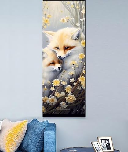 Diamond Painting Fuchs Blume Basteln Erwachsene Diamond Painting Groß xxl, 5D DIY Diamant Painting Bilder Full Eckige Drill Crystal Embroidery Diamond Art für Home Wand Décor, Geschenk 50x150cm A145 von Kggyele
