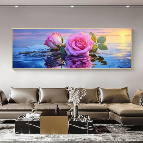 Diamond Painting Rose Fluss Basteln Erwachsene Diamond Painting Groß xxl,5D Diamant Painting Bilder Full Eckige Drill Crystal Embroidery,Diamond Painting set für Home Wand Décor,Geschenk 40x120cm A309 von Kggyele