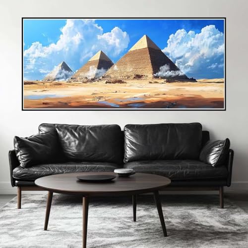 Malen Nach Zahlen Ägypten Malen Nach Zahlen Erwachsene Pyramide, 50 X 25 cm XXL Groß Acrylfarben Ölgemälde, DIY Malen Nach Zahlen Kinder Anfänger Paint by Numbers Set für Wand Dekor (Ohne Rahmen)-H678 von Kggyele