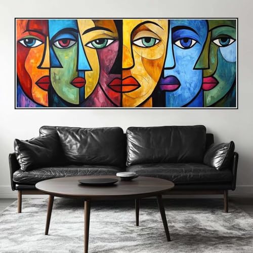 Malen Nach Zahlen Abstrakt Malen Nach Zahlen Erwachsene Gesicht, 200 X 80 cm XXL Groß Acrylfarben Ölgemälde, DIY Malen Nach Zahlen Kinder Anfänger Set Bastelset für Wand Dekor (Ohne Rahmen) -H938 von Kggyele