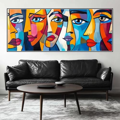 Malen Nach Zahlen Abstrakt Malen Nach Zahlen Erwachsene Gesicht, 250 X 100 cm XXL Groß Acrylfarben Ölgemälde, DIY Malen Nach Zahlen Kinder Anfänger Set Bastelset für Wand Dekor (Ohne Rahmen) -H375 von Kggyele