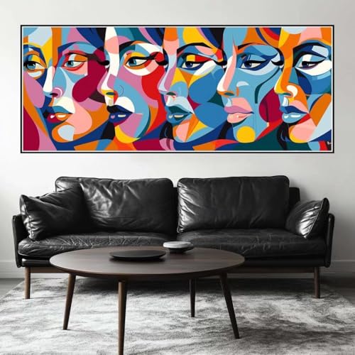 Malen Nach Zahlen Abstrakt Malen Nach Zahlen Erwachsene Gesicht, 250 X 100 cm XXL Groß Acrylfarben Ölgemälde, DIY Malen Nach Zahlen Kinder Anfänger Set Bastelset für Wand Dekor (Ohne Rahmen) -H700 von Kggyele