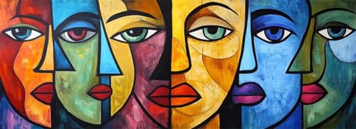 Malen Nach Zahlen Abstrakt Malen Nach Zahlen Erwachsene Gesicht, 25x75 cm XXL Groß Acrylfarben Ölgemälde, DIY Malen Nach Zahlen Kinder Anfänger Paint by Numbers Set für Wand Dekor (Ohne Rahmen)-H938 von Kggyele