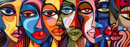 Malen Nach Zahlen Abstrakt Malen Nach Zahlen Erwachsene Gesicht, 35x105 cm XXL Groß Acrylfarben Ölgemälde, DIY Malen Nach Zahlen Kinder Anfänger Paint by Numbers Set für Wand Dekor(Ohne Rahmen)-H625 von Kggyele