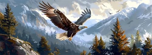 Malen Nach Zahlen Adler Malen Nach Zahlen Erwachsene Landschaft, 25x75 cm XXL Groß Acrylfarben Ölgemälde, DIY Malen Nach Zahlen Kinder Anfänger Paint by Numbers Set für Wand Dekor (Ohne Rahmen)-H683 von Kggyele