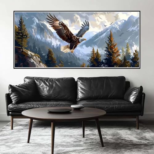 Malen Nach Zahlen Adler Malen Nach Zahlen Erwachsene Landschaft, 90 X 45 cm XXL Groß Acrylfarben Ölgemälde, DIY Malen Nach Zahlen Kinder Anfänger Paint by Numbers Set für Wand Dekor(Ohne Rahmen)-H683 von Kggyele
