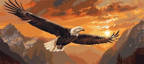 Malen Nach Zahlen Adler Malen Nach Zahlen Erwachsene Sonnenuntergang, 90 X 45 cm XXL Groß Acrylfarben Ölgemälde, DIY Malen Nach Zahlen Kinder Anfänger Set Bastelset für Wand Dekor (Ohne Rahmen) -H352 von Kggyele