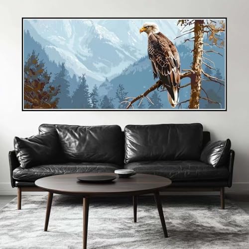 Malen Nach Zahlen Adler Malen Nach Zahlen Erwachsene Wald, 170 X 85 cm XXL Groß Acrylfarben Ölgemälde, DIY Malen Nach Zahlen Kinder Anfänger Paint by Numbers Set für Wand Dekor (Ohne Rahmen) -H710 von Kggyele