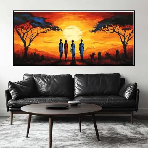 Malen Nach Zahlen Afrika Malen Nach Zahlen Erwachsene Frau, 70 X 35 cm XXL Groß Acrylfarben Ölgemälde, DIY Malen Nach Zahlen Kinder Anfänger Paint by Numbers Set für Wand Dekor (Ohne Rahmen) -H664 von Kggyele