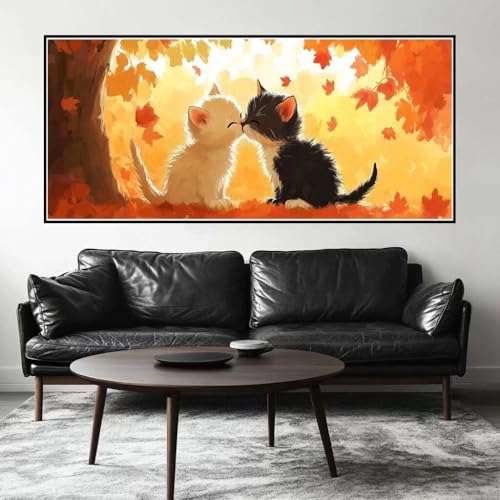 Malen Nach Zahlen Ahorn Blatt Malen Nach Zahlen Erwachsene Katze, 110 X 55 cm XXL Groß Acrylfarben Ölgemälde, DIY Malen Nach Zahlen Kinder Anfänger Set Bastelset für Wand Dekor (Ohne Rahmen) -H645 von Kggyele