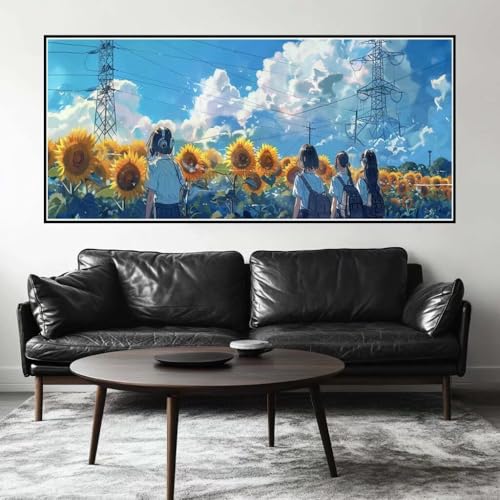 Malen Nach Zahlen Anime Malen Nach Zahlen Erwachsene Sonnenblume, 190 X 95 cm XXL Groß Acrylfarben Ölgemälde, DIY Malen Nach Zahlen Kinder Anfänger Set Bastelset für Wand Dekor (Ohne Rahmen) -H712 von Kggyele