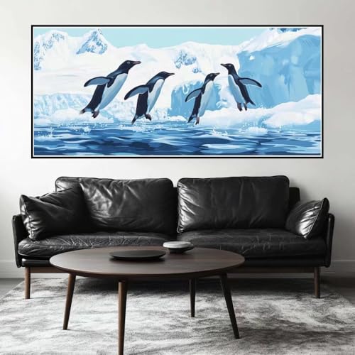 Malen Nach Zahlen Antarktis Malen Nach Zahlen Erwachsene Pinguin, 190 X 95 cm XXL Groß Acrylfarben Ölgemälde, DIY Malen Nach Zahlen Kinder Anfänger Set Bastelset für Wand Dekor (Ohne Rahmen) -H624 von Kggyele