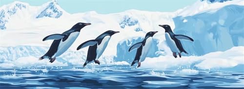 Malen Nach Zahlen Antarktis Malen Nach Zahlen Erwachsene Pinguin, 75x225 cm XXL Groß Acrylfarben Ölgemälde, DIY Malen Nach Zahlen Kinder Anfänger Set Bastelset für Wand Dekor (Ohne Rahmen) -H624 von Kggyele