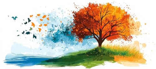 Malen Nach Zahlen Aquarell Malen Nach Zahlen Erwachsene Baum, 150 X 75 cm XXL Groß Acrylfarben Ölgemälde, DIY Malen Nach Zahlen Kinder Anfänger Paint by Numbers Set für Wand Dekor (Ohne Rahmen) -H137 von Kggyele