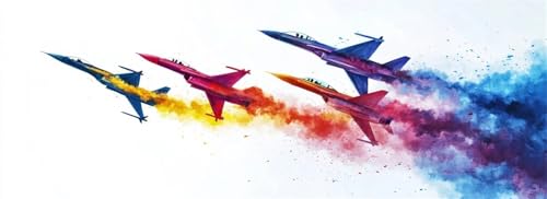 Malen Nach Zahlen Aquarell Malen Nach Zahlen Erwachsene Flugzeug, 35x105 cm XXL Groß Acrylfarben Ölgemälde, DIY Malen Nach Zahlen Kinder Anfänger Set Bastelset für Wand Dekor (Ohne Rahmen) -H946 von Kggyele