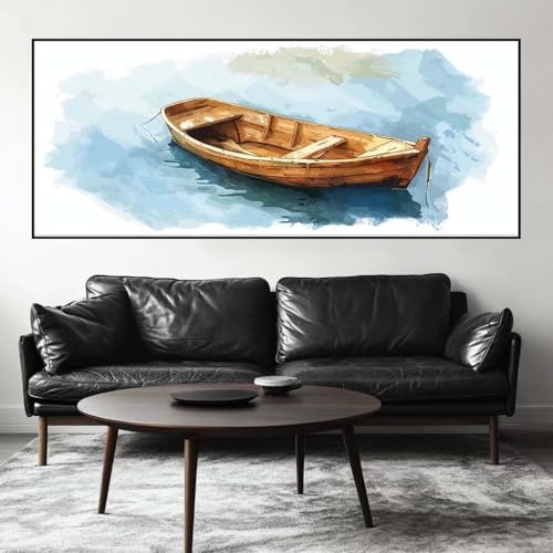 Malen Nach Zahlen Aquarell Malen Nach Zahlen Erwachsene Schiff, 100 X 40 cm XXL Groß Acrylfarben Ölgemälde, DIY Malen Nach Zahlen Kinder Anfänger Paint by Numbers Set für Wand Dekor (Ohne Rahmen)-H742 von Kggyele