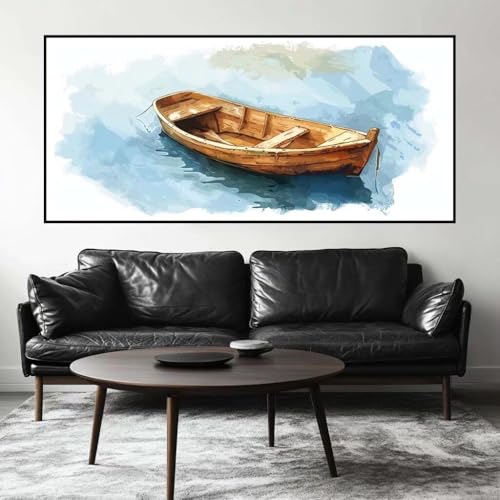 Malen Nach Zahlen Aquarell Malen Nach Zahlen Erwachsene Schiff, 50 X 25 cm XXL Groß Acrylfarben Ölgemälde, DIY Malen Nach Zahlen Kinder Anfänger Paint by Numbers Set für Wand Dekor (Ohne Rahmen) -H742 von Kggyele
