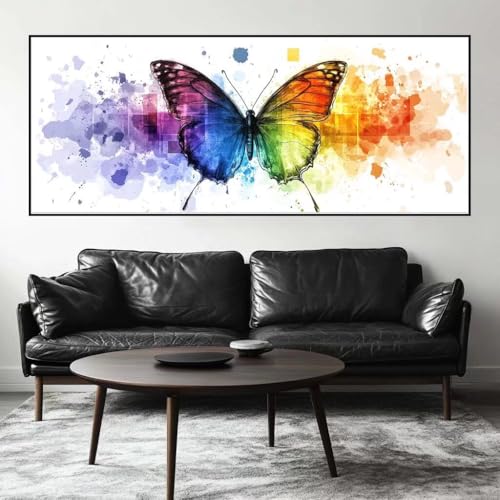 Malen Nach Zahlen Aquarell Malen Nach Zahlen Erwachsene Schmetterling, 200 X 80 cm XXL Groß Acrylfarben Ölgemälde, DIY Malen Nach Zahlen Kinder Anfänger Set Bastelset für Wand Dekor (Ohne Rahmen)-H793 von Kggyele