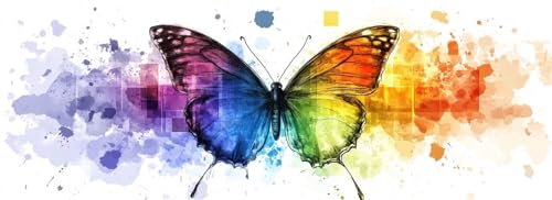 Malen Nach Zahlen Aquarell Malen Nach Zahlen Erwachsene Schmetterling, 75x225 cm XXL Groß Acrylfarben Ölgemälde, DIY Malen Nach Zahlen Kinder Anfänger Set Bastelset für Wand Dekor (Ohne Rahmen)-H793 von Kggyele