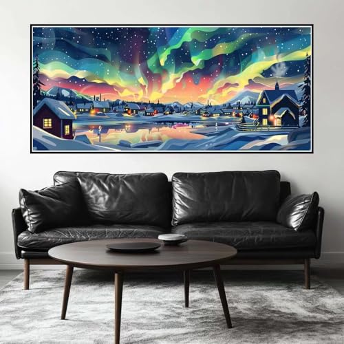 Malen Nach Zahlen Aurora Malen Nach Zahlen Erwachsene Dorf, 110 X 55 cm XXL Groß Acrylfarben Ölgemälde, DIY Malen Nach Zahlen Kinder Anfänger Paint by Numbers Set für Wand Dekor (Ohne Rahmen) -H696 von Kggyele