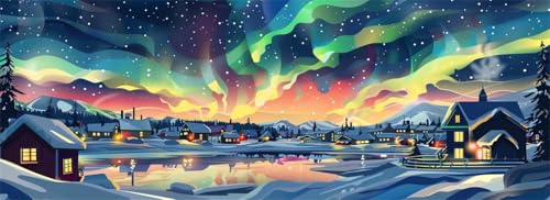 Malen Nach Zahlen Aurora Malen Nach Zahlen Erwachsene Dorf, 65x195 cm XXL Groß Acrylfarben Ölgemälde, DIY Malen Nach Zahlen Kinder Anfänger Paint by Numbers Set für Wand Dekor (Ohne Rahmen) -H696 von Kggyele