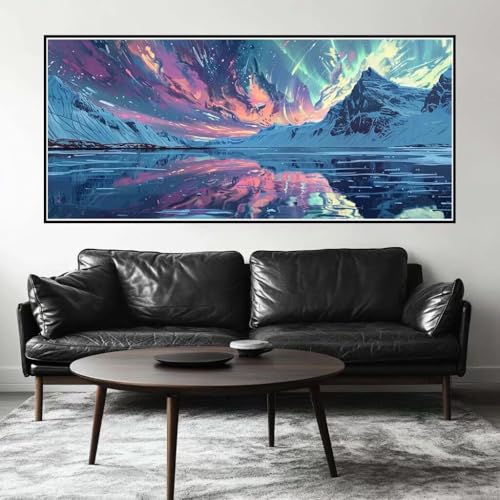 Malen Nach Zahlen Aurora Malen Nach Zahlen Erwachsene Landschaft, 190 X 95 cm XXL Groß Acrylfarben Ölgemälde, DIY Malen Nach Zahlen Kinder Anfänger Set Bastelset für Wand Dekor (Ohne Rahmen) -H577 von Kggyele