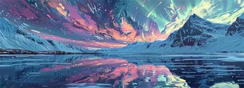 Malen Nach Zahlen Aurora Malen Nach Zahlen Erwachsene Landschaft, 25x75 cm XXL Groß Acrylfarben Ölgemälde, DIY Malen Nach Zahlen Kinder Anfänger Set Bastelset für Wand Dekor (Ohne Rahmen) -H577 von Kggyele