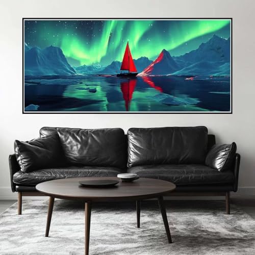 Malen Nach Zahlen Aurora Malen Nach Zahlen Erwachsene Schiff, 190 X 95 cm XXL Groß Acrylfarben Ölgemälde, DIY Malen Nach Zahlen Kinder Anfänger Paint by Numbers Set für Wand Dekor (Ohne Rahmen) -H854 von Kggyele