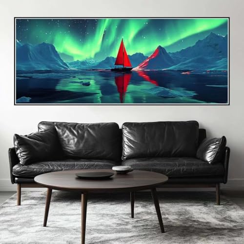 Malen Nach Zahlen Aurora Malen Nach Zahlen Erwachsene Schiff, 200 X 80 cm XXL Groß Acrylfarben Ölgemälde, DIY Malen Nach Zahlen Kinder Anfänger Paint by Numbers Set für Wand Dekor (Ohne Rahmen) -H854 von Kggyele
