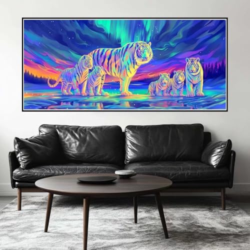 Malen Nach Zahlen Aurora Malen Nach Zahlen Erwachsene Tiger, 110 X 55 cm XXL Groß Acrylfarben Ölgemälde, DIY Malen Nach Zahlen Kinder Anfänger Paint by Numbers Set für Wand Dekor (Ohne Rahmen) -H701 von Kggyele