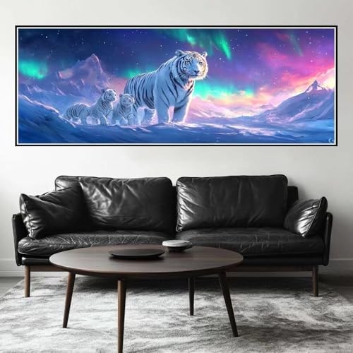 Malen Nach Zahlen Aurora Malen Nach Zahlen Erwachsene Tiger, 85x255 cm XXL Groß Acrylfarben Ölgemälde, DIY Malen Nach Zahlen Kinder Anfänger Paint by Numbers Set für Wand Dekor (Ohne Rahmen) -H295 von Kggyele