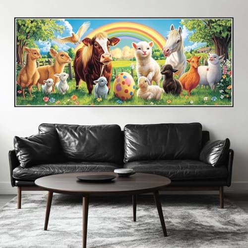 Malen Nach Zahlen Bauernhof Malen Nach Zahlen Erwachsene Tier, 225 X 90 cm XXL Groß Acrylfarben Ölgemälde, DIY Malen Nach Zahlen Kinder Anfänger Paint by Numbers Set für Wand Dekor (Ohne Rahmen) -H282 von Kggyele