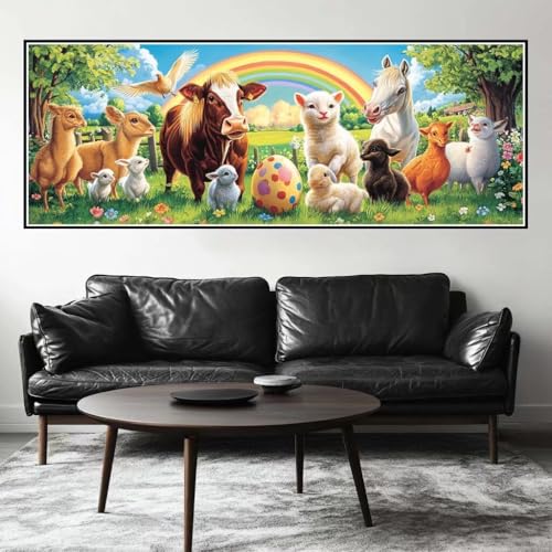 Malen Nach Zahlen Bauernhof Malen Nach Zahlen Erwachsene Tier, 25x75 cm XXL Groß Acrylfarben Ölgemälde, DIY Malen Nach Zahlen Kinder Anfänger Paint by Numbers Set für Wand Dekor (Ohne Rahmen) -H282 von Kggyele