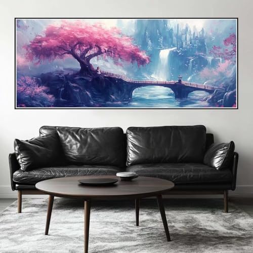 Malen Nach Zahlen Baum Malen Nach Zahlen Erwachsene Brücke, 200 X 80 cm XXL Groß Acrylfarben Ölgemälde, DIY Malen Nach Zahlen Kinder Anfänger Paint by Numbers Set für Wand Dekor (Ohne Rahmen) -H929 von Kggyele