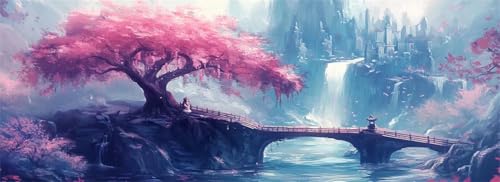 Malen Nach Zahlen Baum Malen Nach Zahlen Erwachsene Brücke, 25x75 cm XXL Groß Acrylfarben Ölgemälde, DIY Malen Nach Zahlen Kinder Anfänger Paint by Numbers Set für Wand Dekor (Ohne Rahmen) -H929 von Kggyele