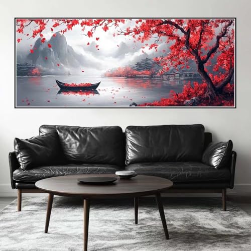 Malen Nach Zahlen Baum Malen Nach Zahlen Erwachsene Schiff, 250 X 100 cm XXL Groß Acrylfarben Ölgemälde, DIY Malen Nach Zahlen Kinder Anfänger Paint by Numbers Set für Wand Dekor (Ohne Rahmen) -H910 von Kggyele
