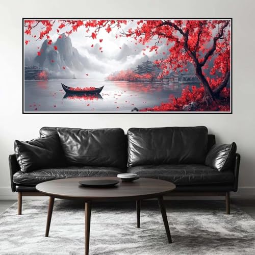 Malen Nach Zahlen Baum Malen Nach Zahlen Erwachsene Schiff, 70 X 35 cm XXL Groß Acrylfarben Ölgemälde, DIY Malen Nach Zahlen Kinder Anfänger Paint by Numbers Set für Wand Dekor (Ohne Rahmen) -H910 von Kggyele